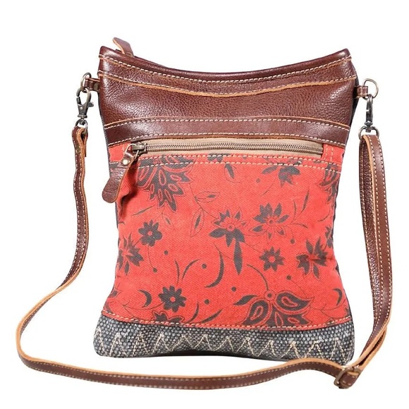Myra Bag Handbags - Myra Bag Red and Brown Floral Crossbody